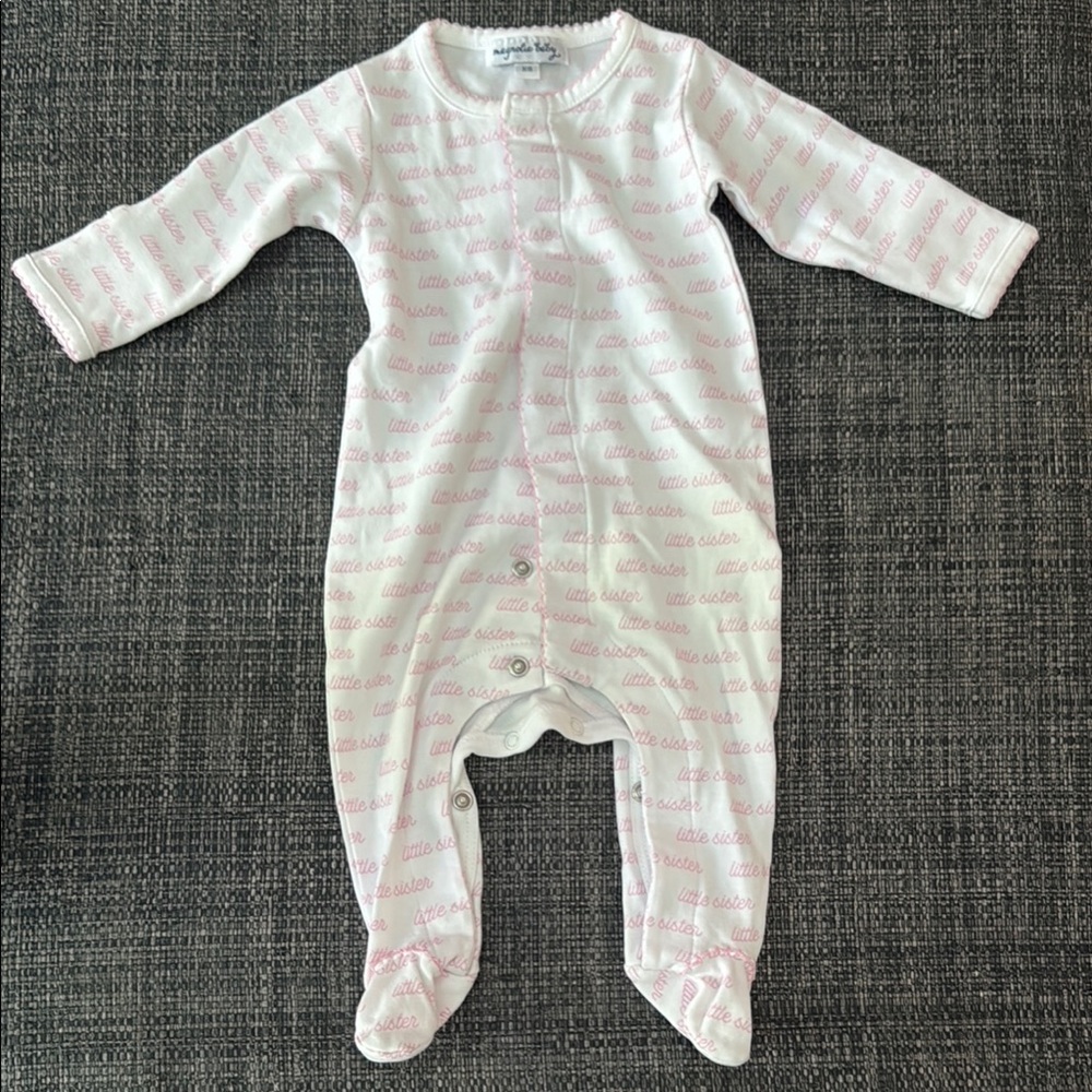 Magnolia Pink and White Kids Footie